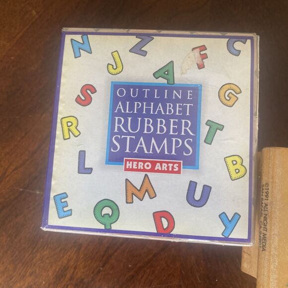 Lot of 15 Wood Mounted Rubber Stamps Holiday School + 30 Outline Alphabet Stamps - Picture 8 of 8